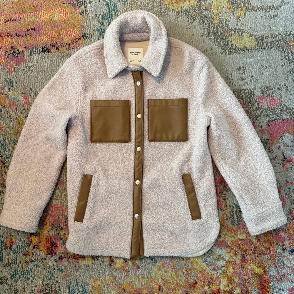 Abercrombie & Fitch Button Up Sherpa Jacket